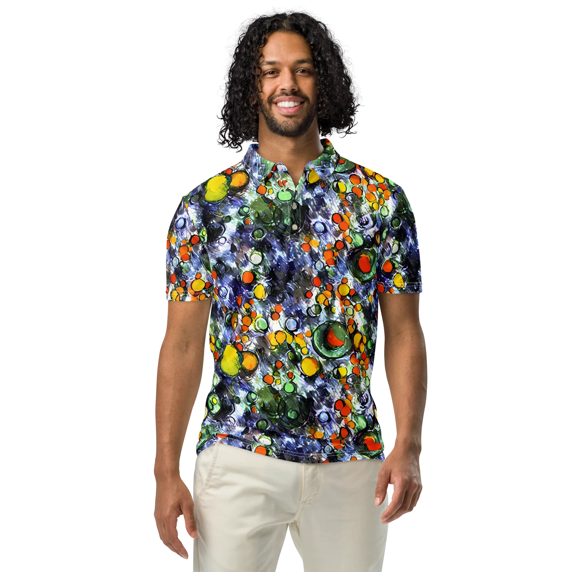 Neon Still Life on Men's Slim Fit Polo Shirt — Front