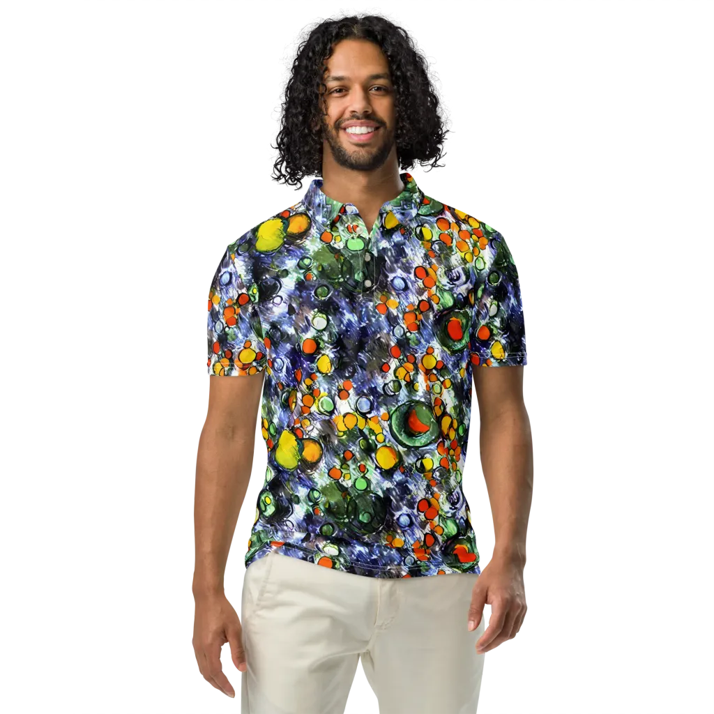 Neon Still Life on Men's Slim Fit Polo Shirt — Front