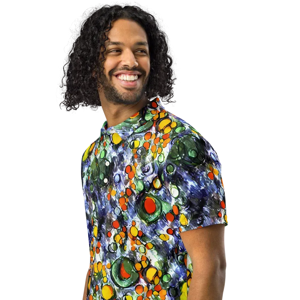 Neon Still Life on Men's Slim Fit Polo Shirt — Left Front