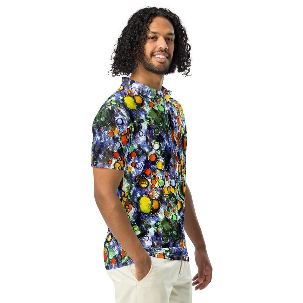 Neon Still Life on Men's Slim Fit Polo Shirt — Right Front
