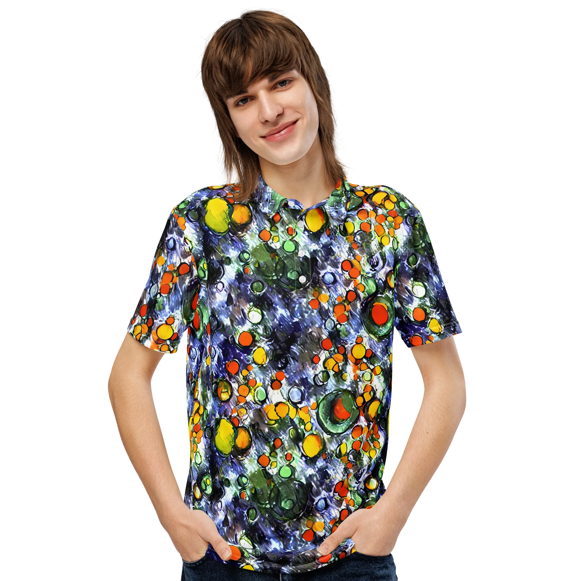 Neon Still Life on Men's Slim Fit Polo Shirt — Front