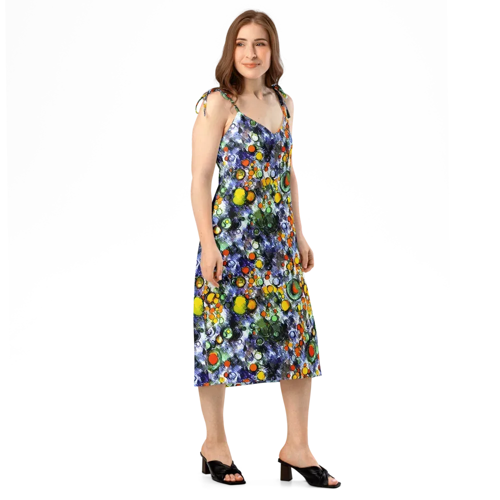 Neon Still Life on Slip Dress — Right Front