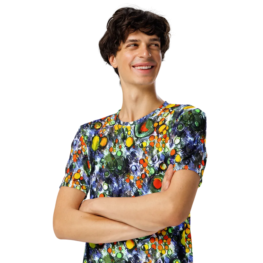 Neon Still Life on Men's Crew Neck T-Shirt — Left Front