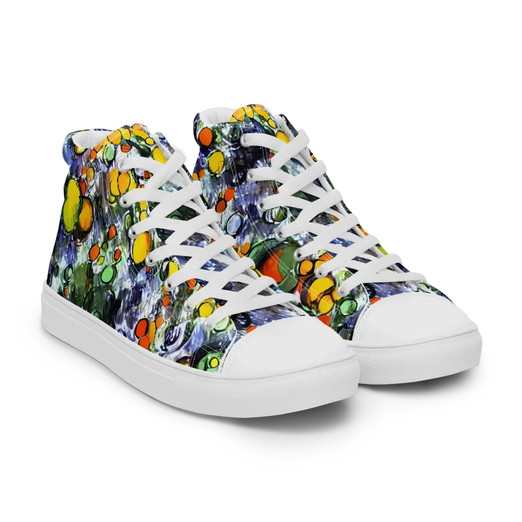 Neon Still Life on Men's High Top Canvas Shoes — Right Front