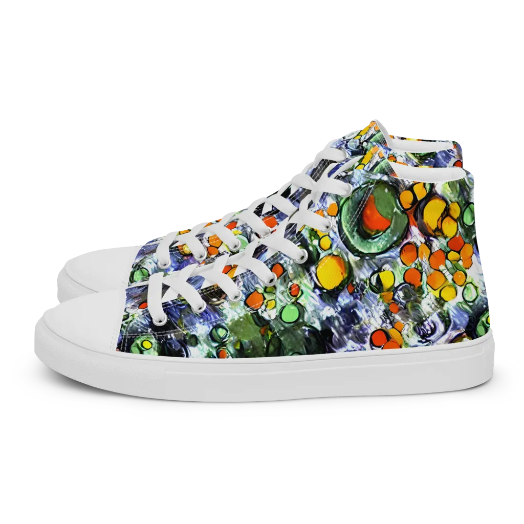 Neon Still Life on Men's High Top Canvas Shoes — Left