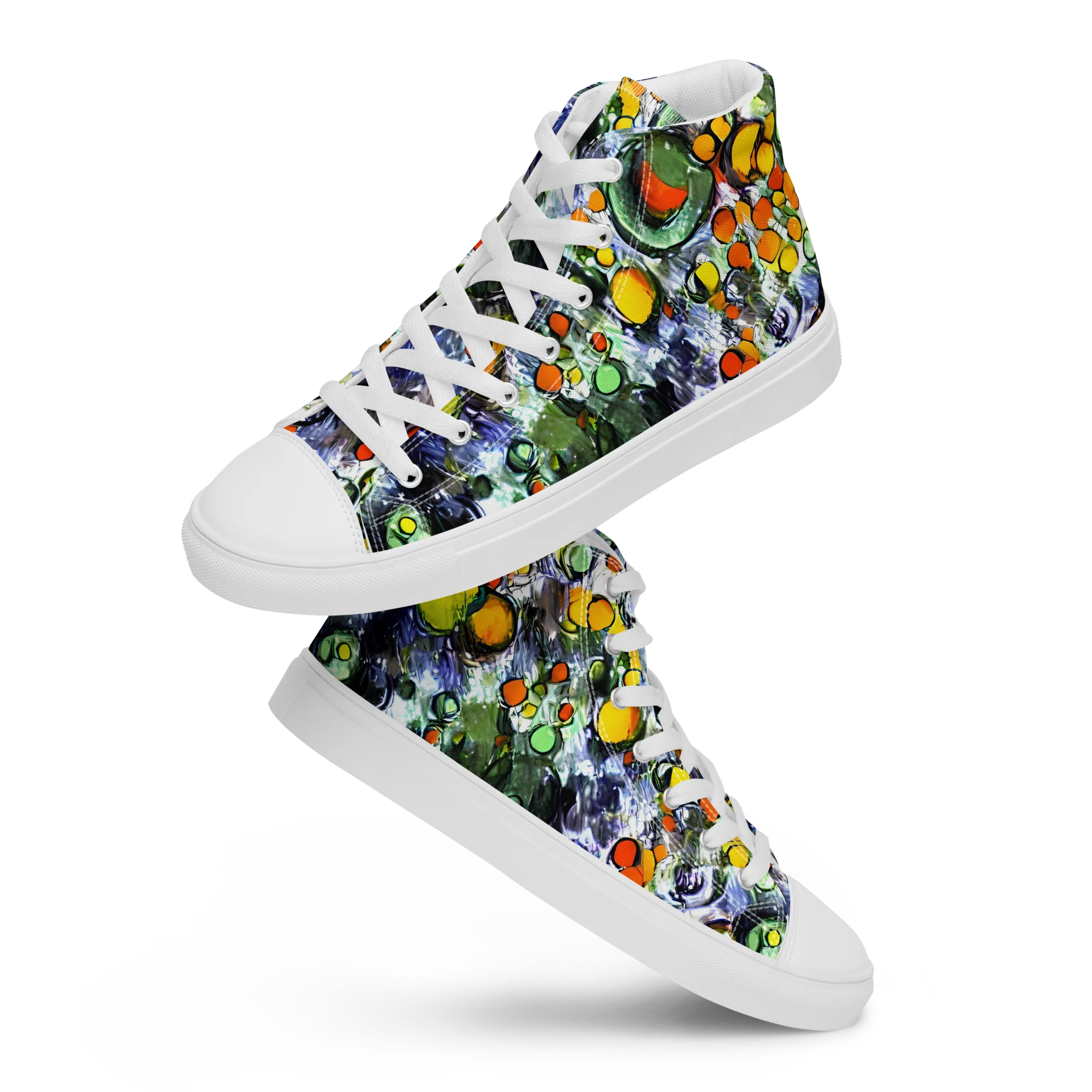 Neon Still Life on Men's High Top Canvas Shoes — Front