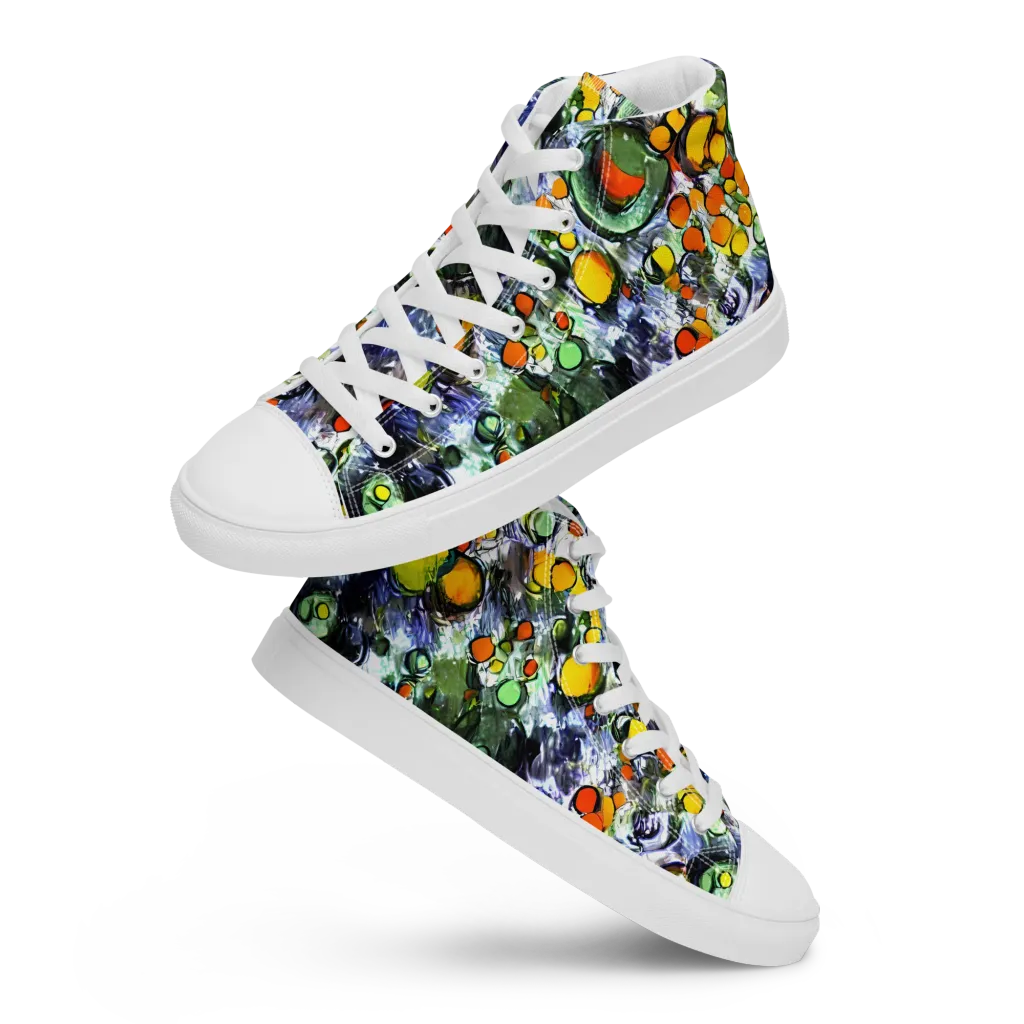 Neon Still Life on Men's High Top Canvas Shoes — Front