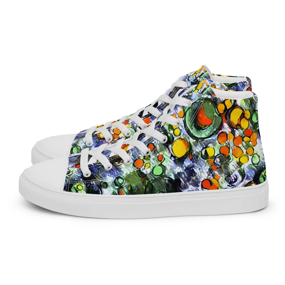 Neon Still Life on Women's High Top Canvas Shoes — Left