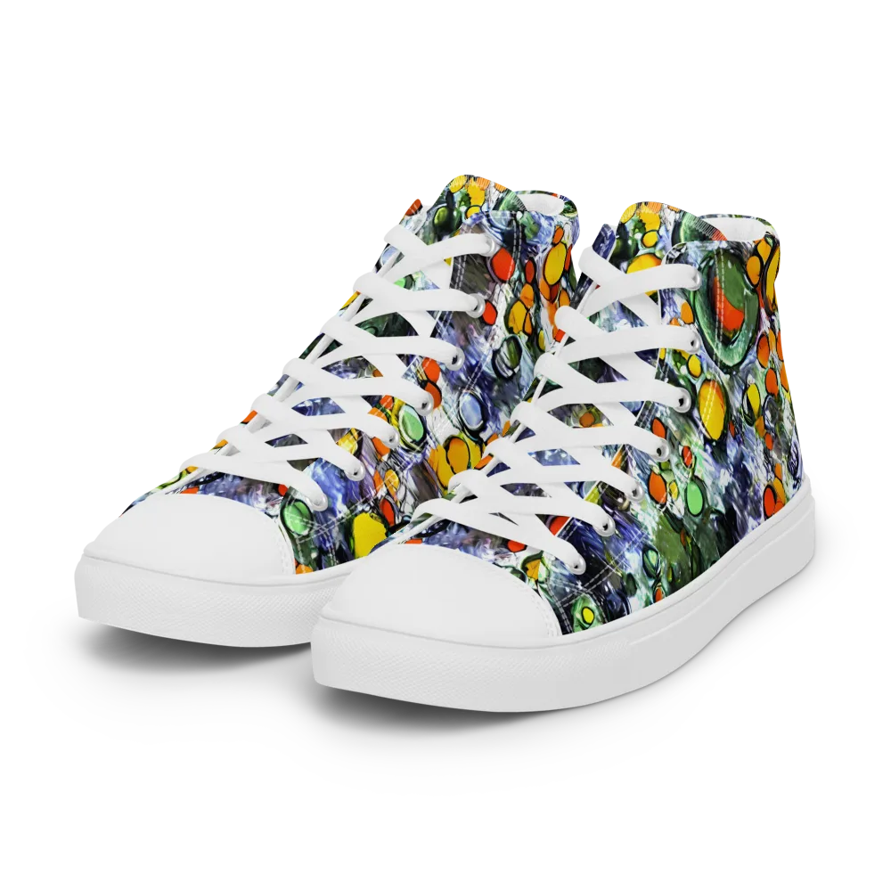 Neon Still Life on Women's High Top Canvas Shoes — Left Front