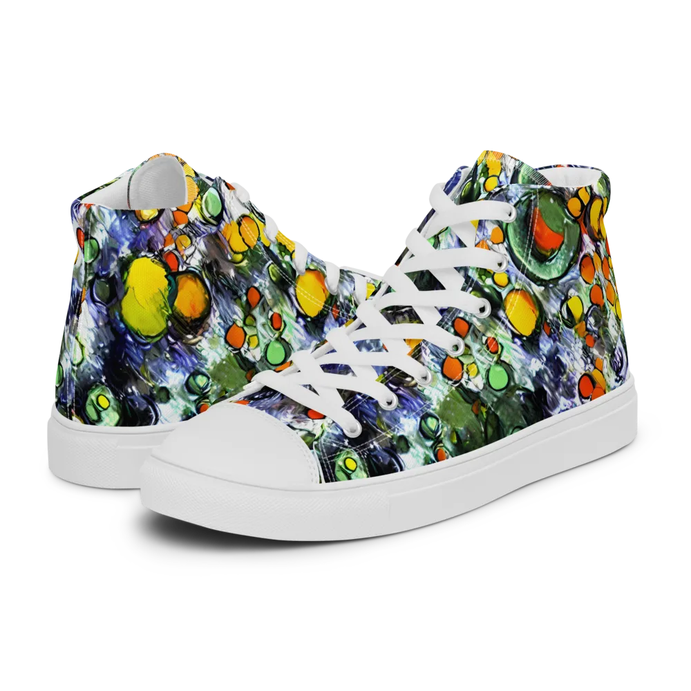 Neon Still Life on Women's High Top Canvas Shoes — Left