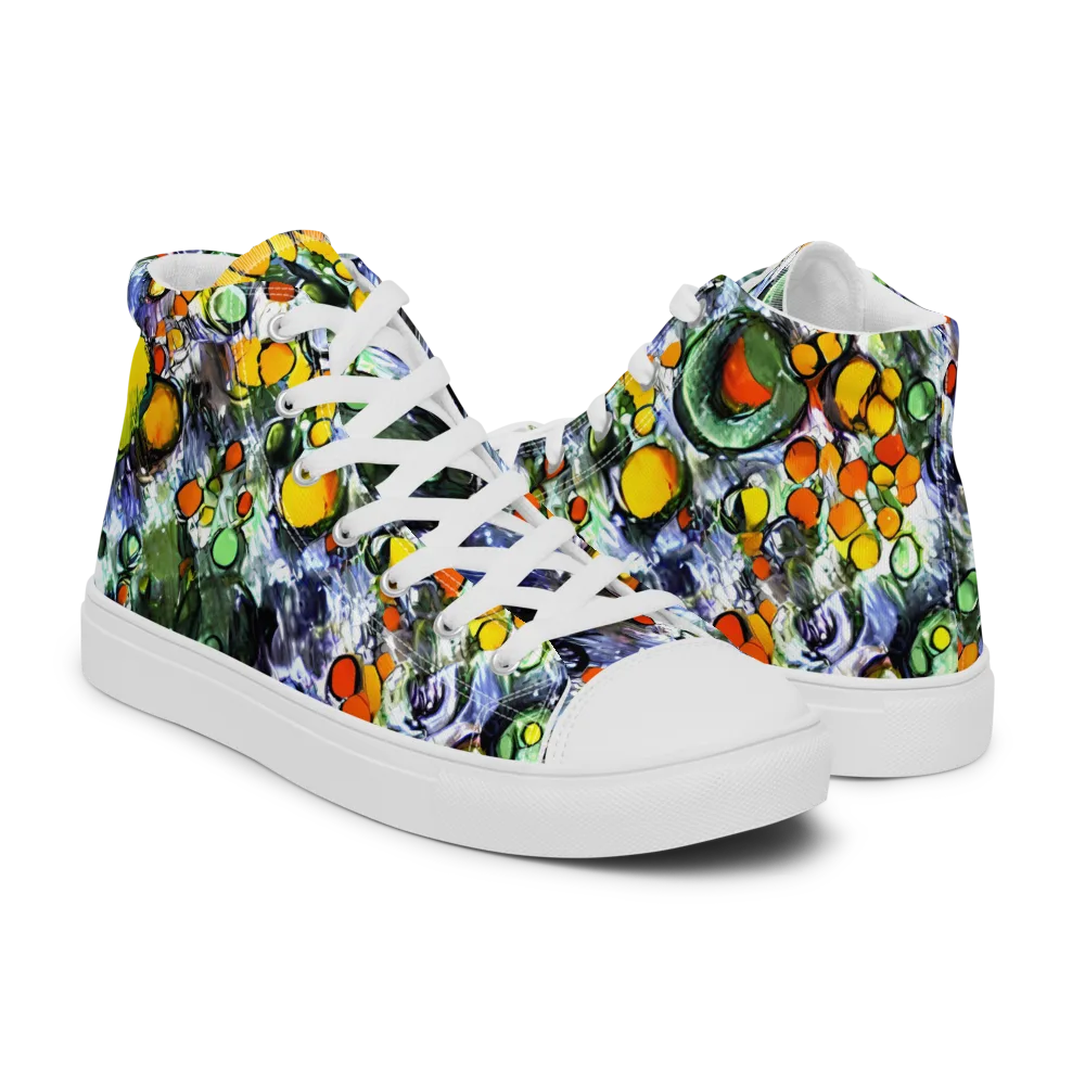 Neon Still Life on Women's High Top Canvas Shoes — Right