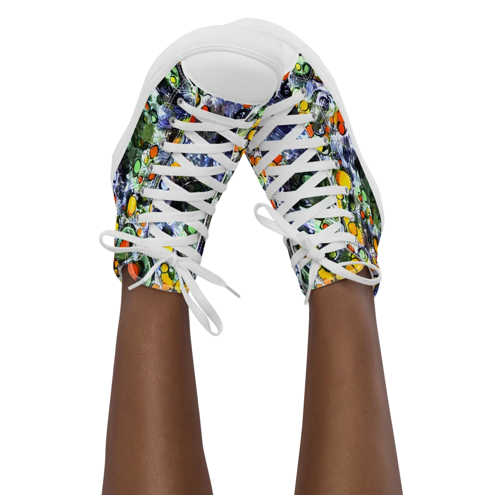 Neon Still Life on Women's High Top Canvas Shoes — Front