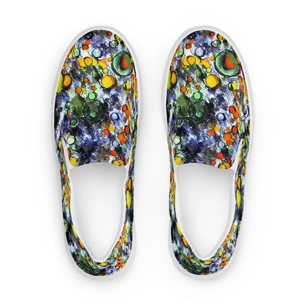 Neon Still Life on Men's Slip-On Canvas Shoes — Front