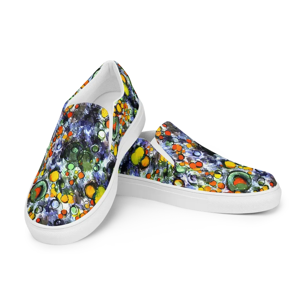 Neon Still Life on Men's Slip-On Canvas Shoes — Left Front
