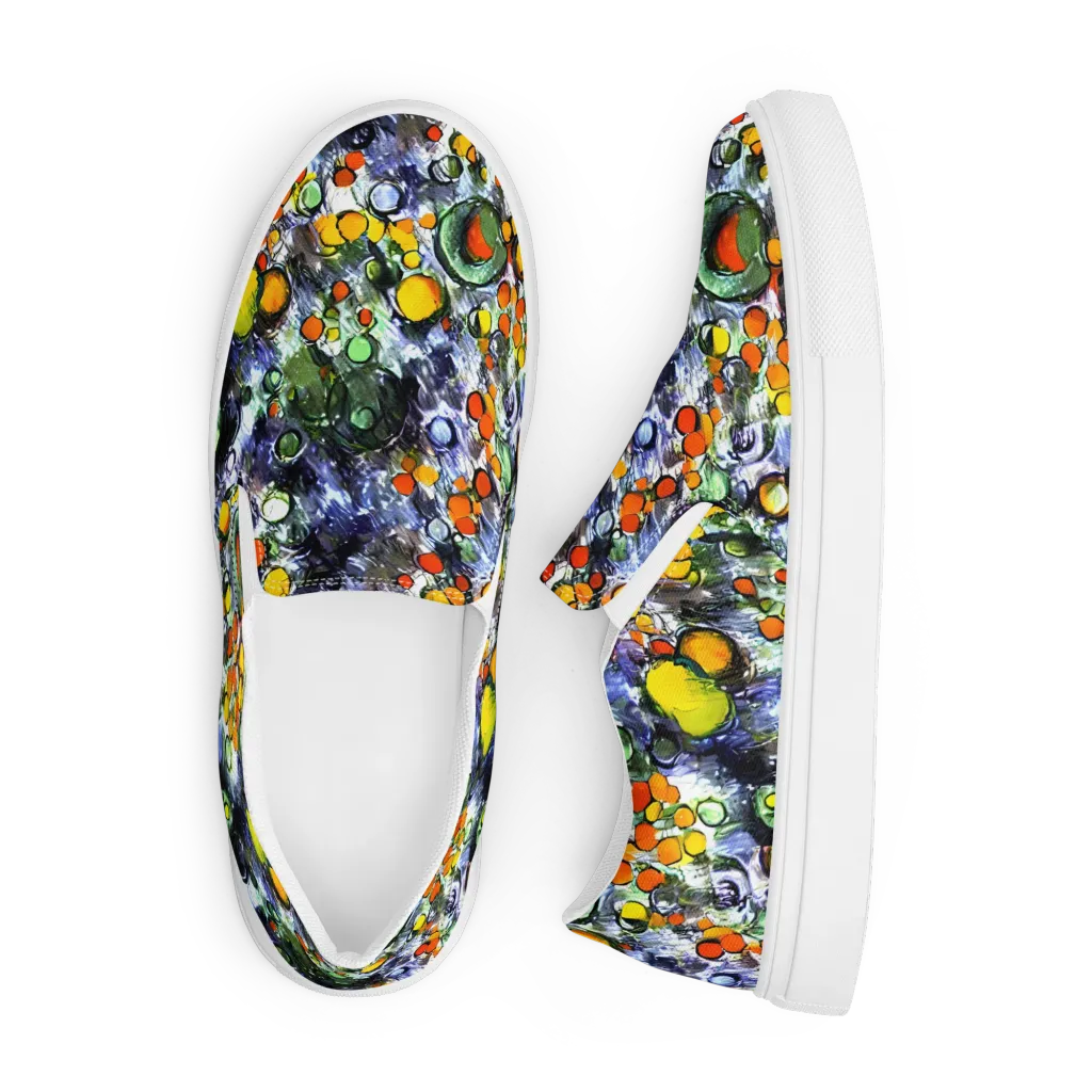 Neon Still Life on Men's Slip-On Canvas Shoes — Front