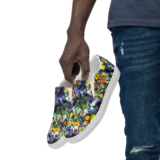 Neon Still Life on a Men's Slip-On Canvas Shoes