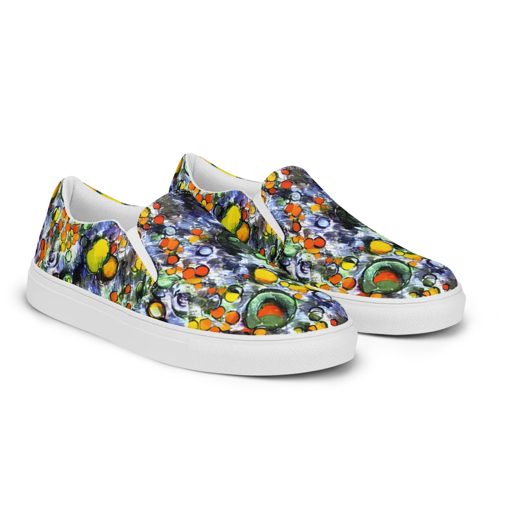 Neon Still Life on Women's Slip-On Canvas Shoes — Right Front