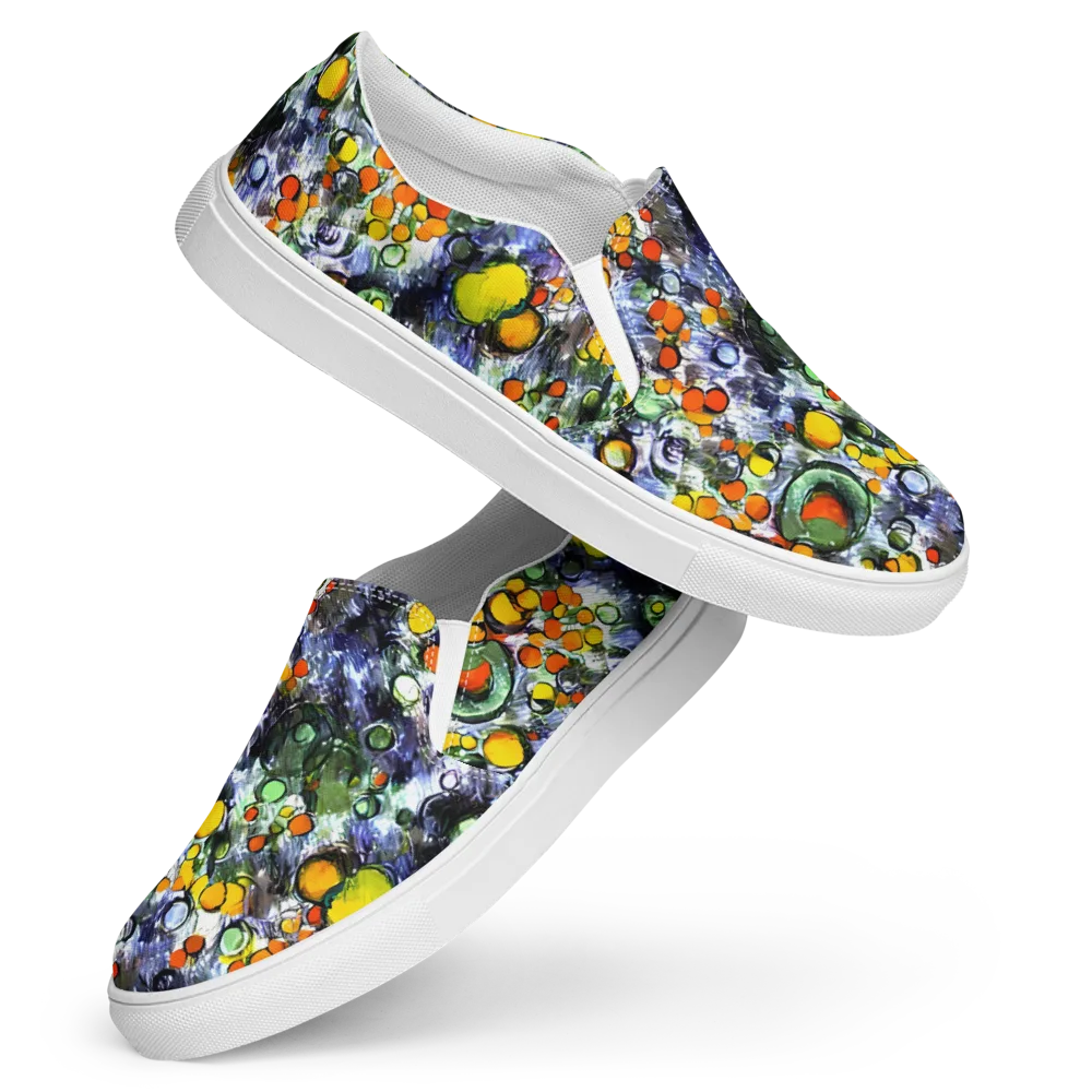 Neon Still Life on Women's Slip-On Canvas Shoes — Front