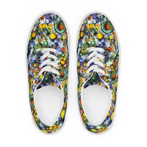 Neon Still Life on a Men's Lace-Up Canvas Shoes