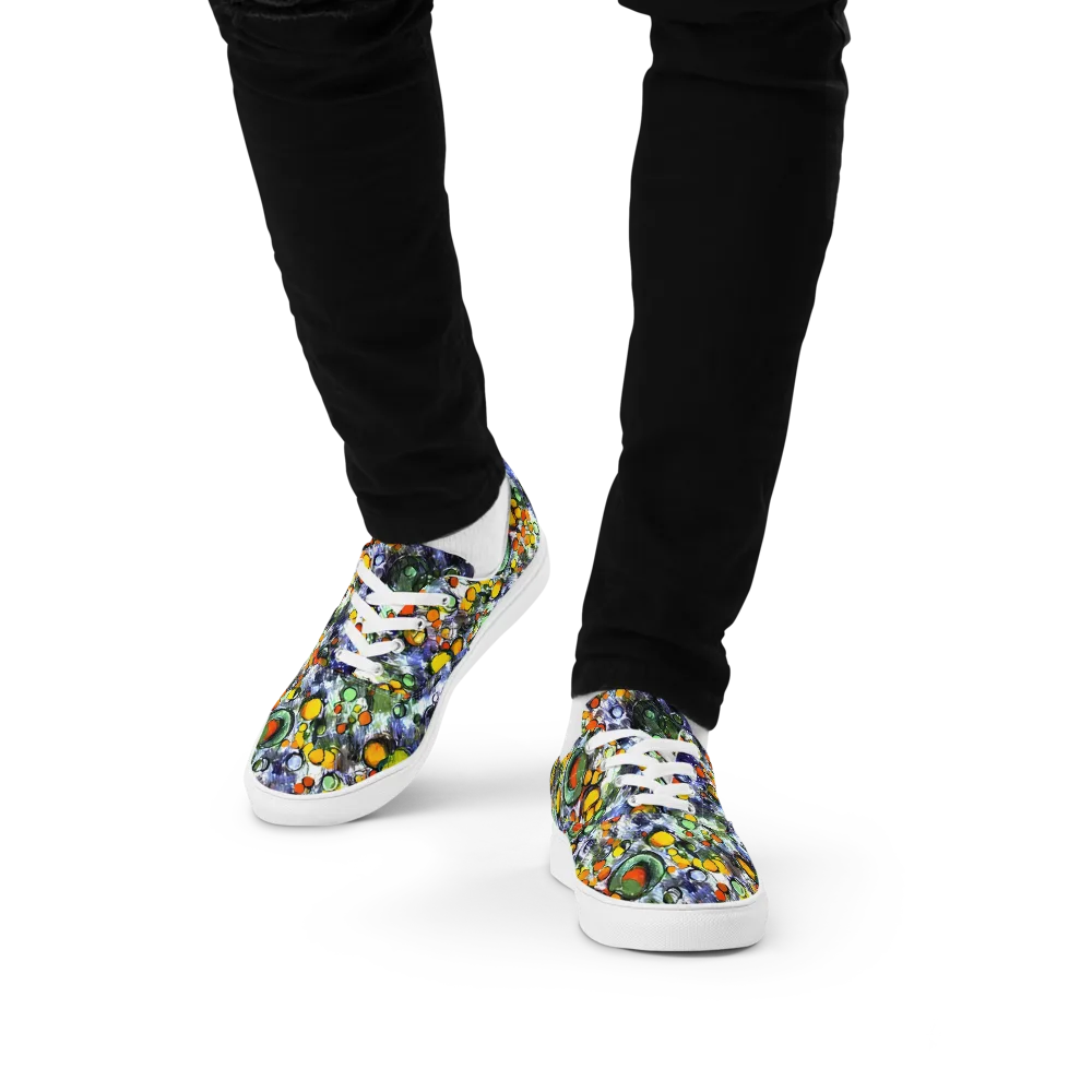Neon Still Life on Men's Lace-Up Canvas Shoes — Front
