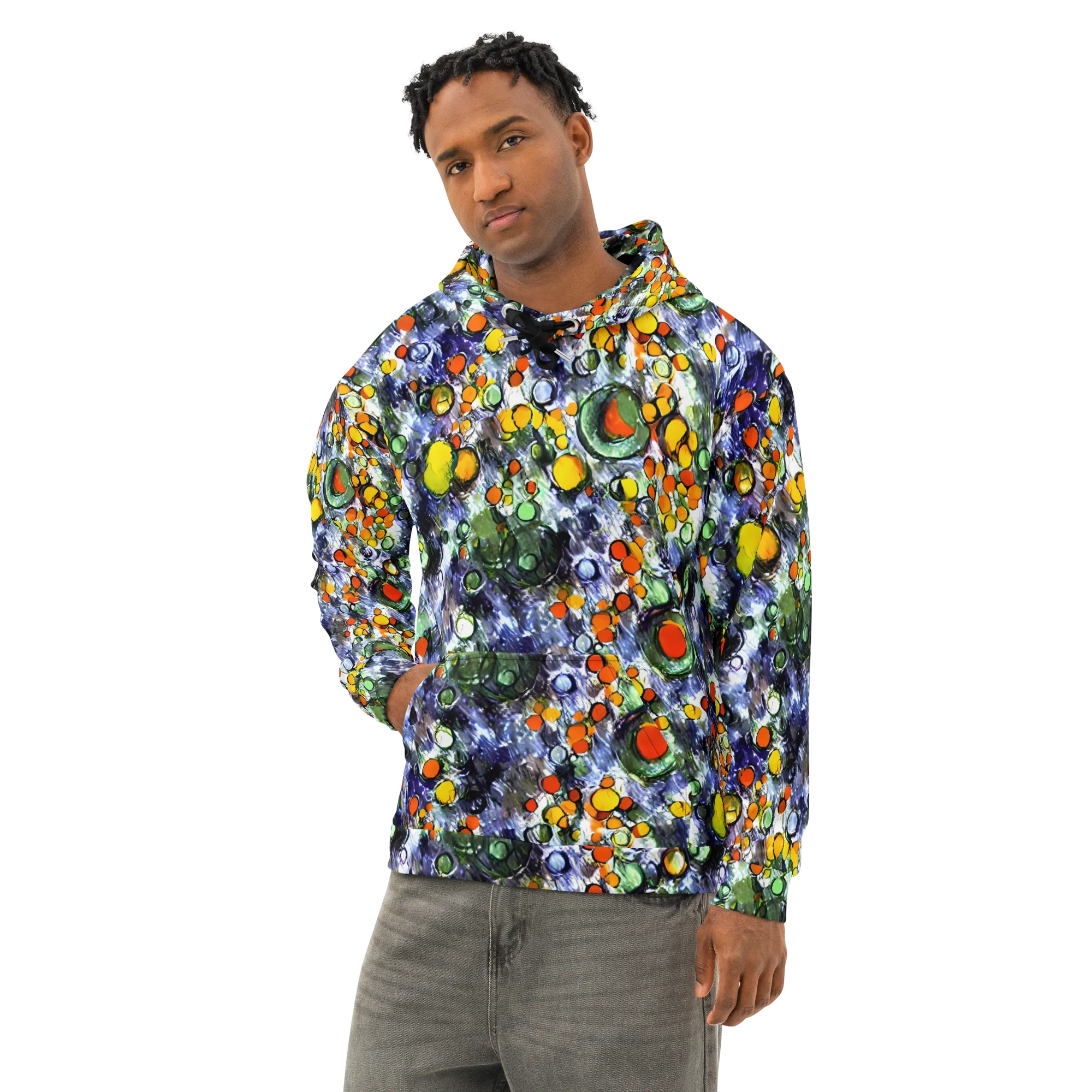 Neon Still Life on Cotton Hoodie — Left Front