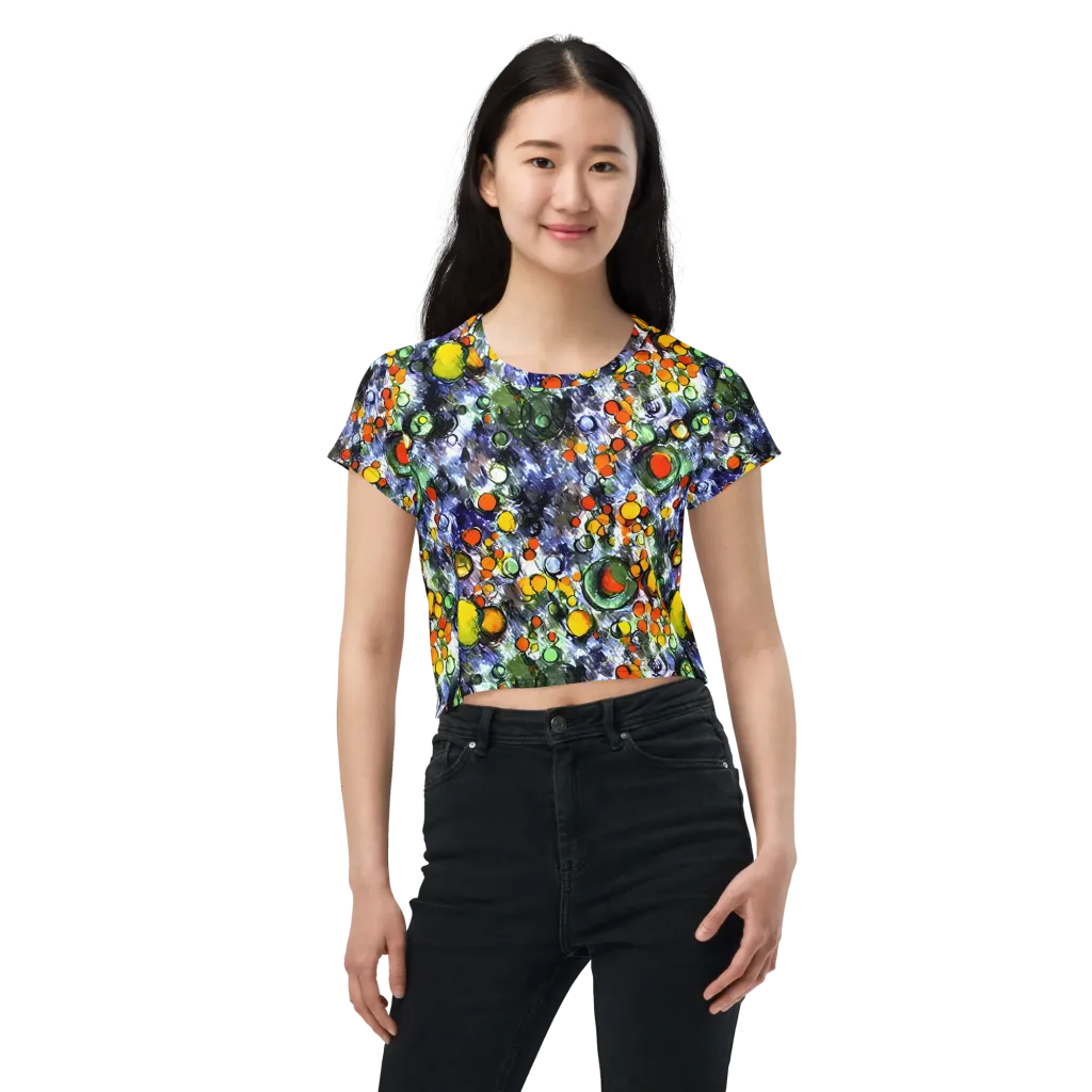 Neon Still Life on Crop Tee — Front