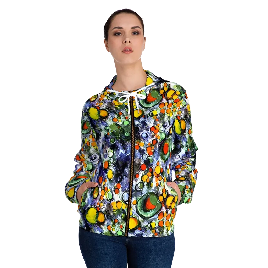 Neon Still Life on Women's Full-Zip Hoodie — Front On Person