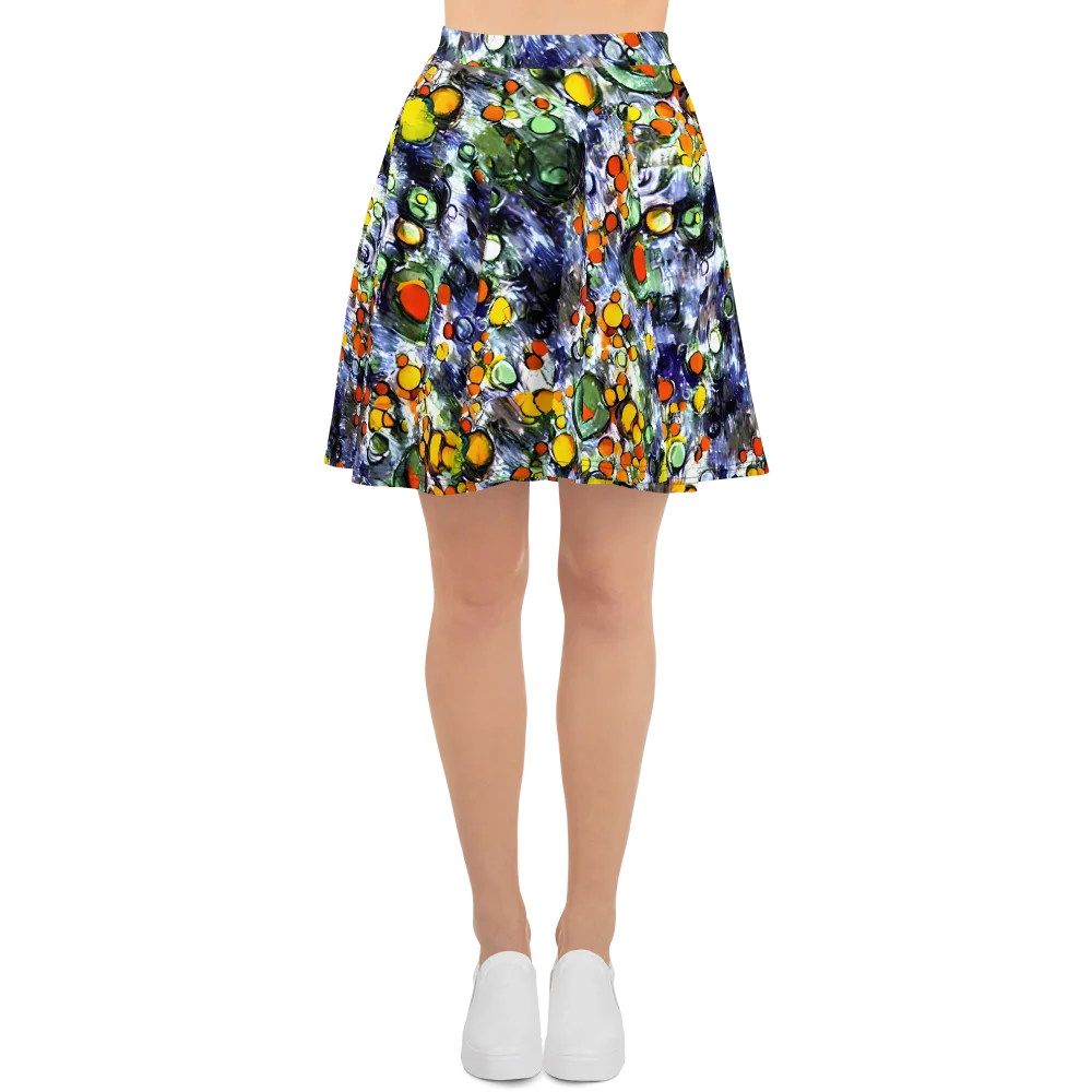 Neon Still Life on Skater Skirt — Front