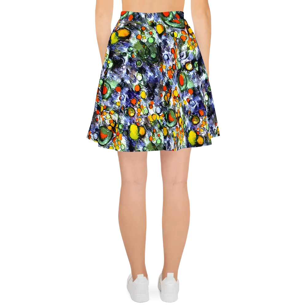 Neon Still Life on Skater Skirt — Back