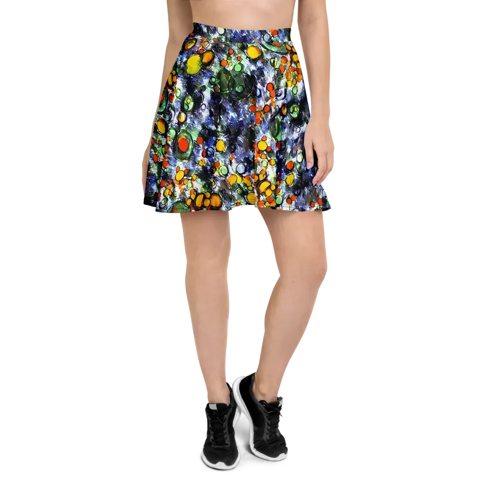 Neon Still Life on Skater Skirt — Front