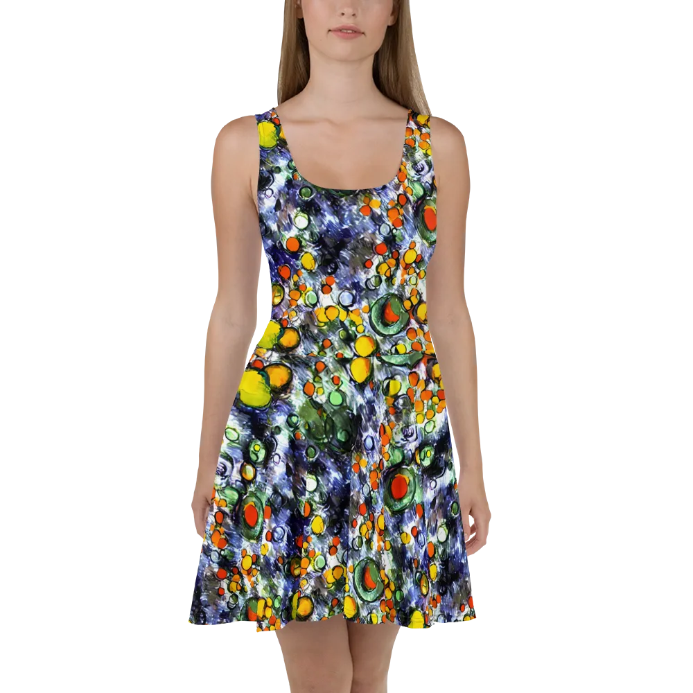 Neon Still Life on Skater Dress — Front