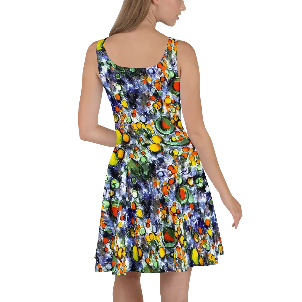 Neon Still Life on Skater Dress — Back