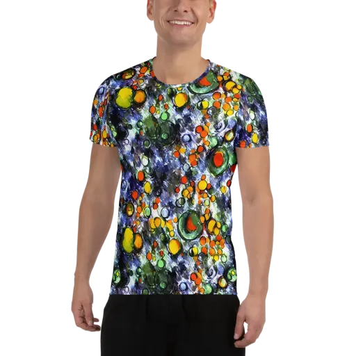 Neon Still Life on a Men's Athletic T-Shirt