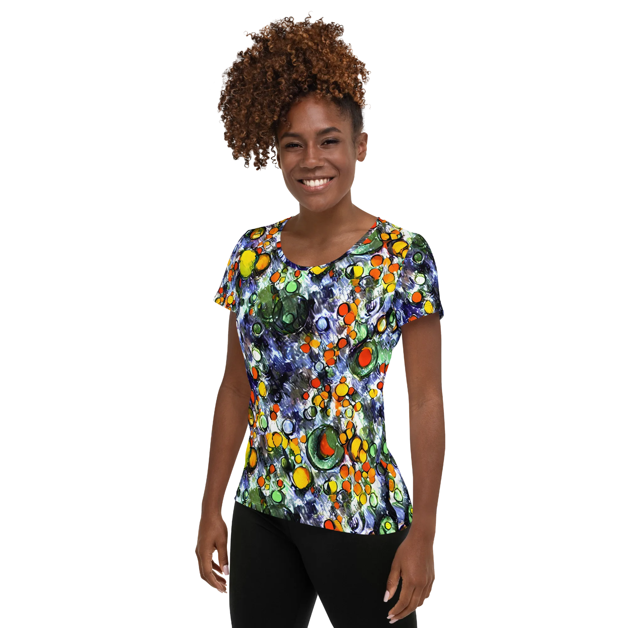 Neon Still Life on Women's Athletic T-Shirt — Left
