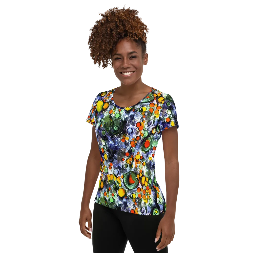 Neon Still Life on Women's Athletic T-Shirt — Left