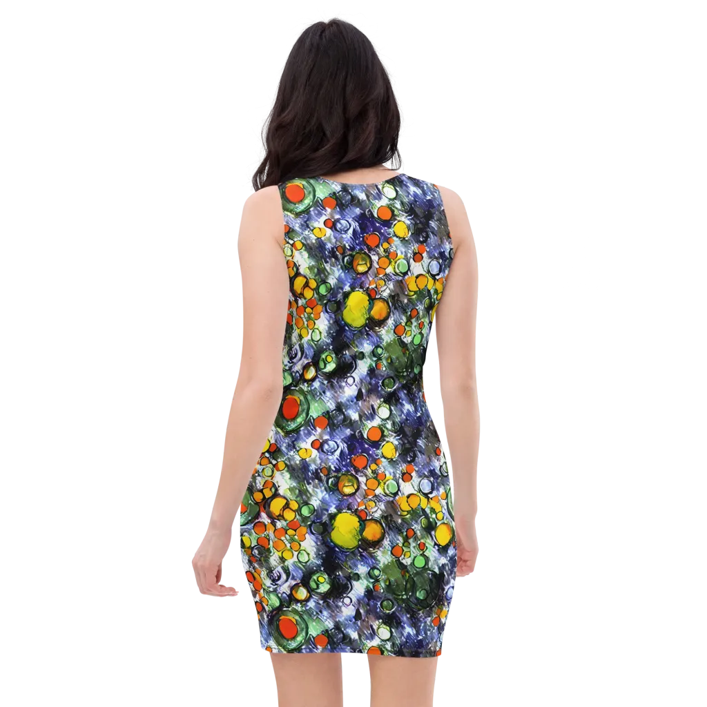 Neon Still Life on Bodycon Dress — Back