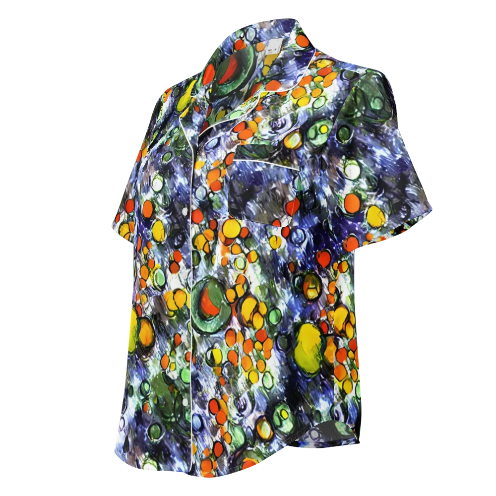 Neon Still Life on Women's Short Sleeve Pajama Top — Left Front