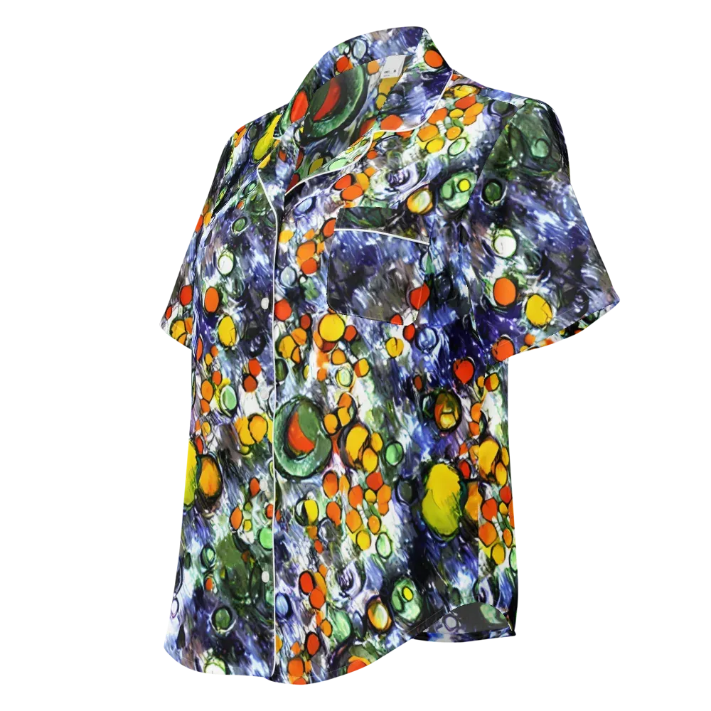 Neon Still Life on Women's Short Sleeve Pajama Top — Left Front