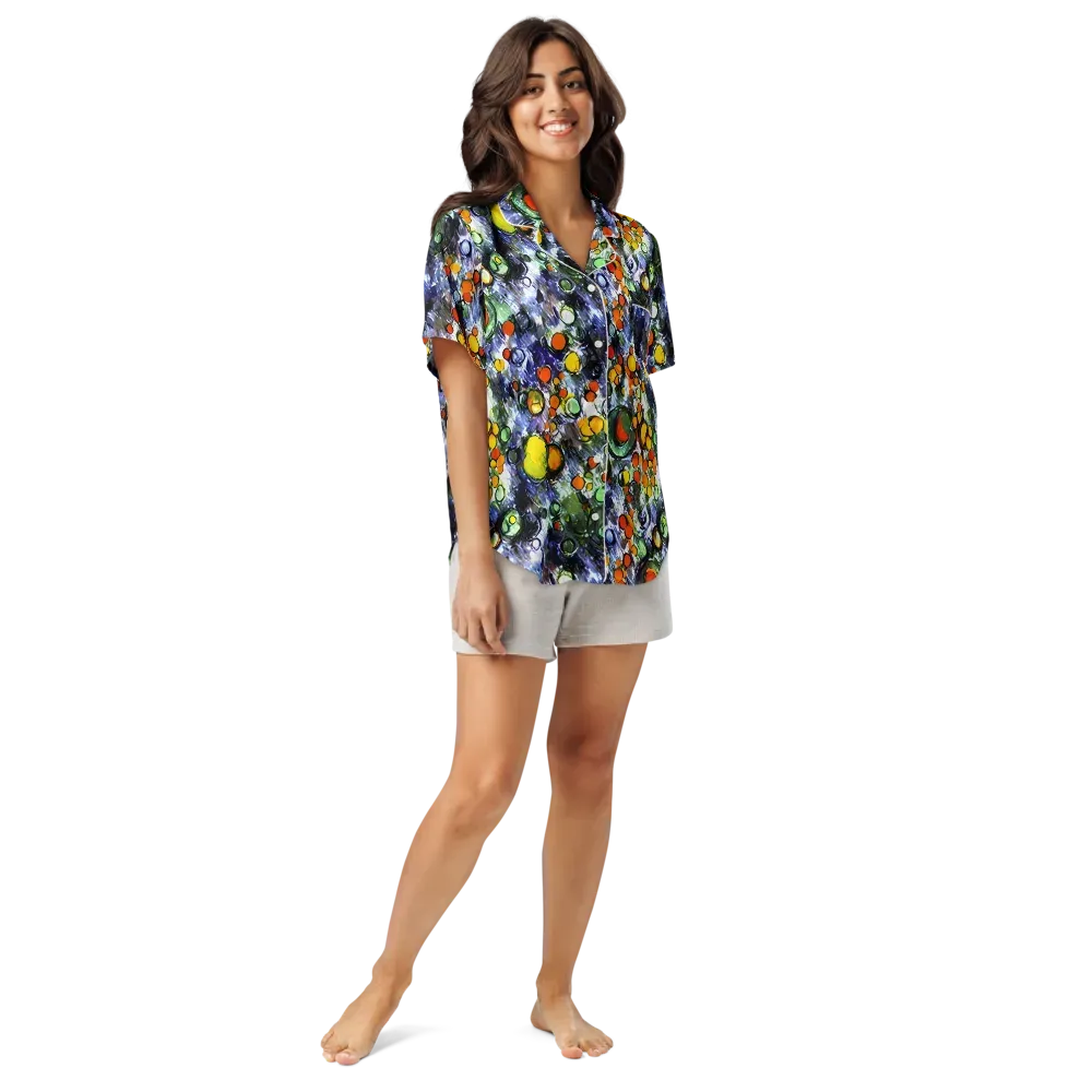 Neon Still Life on Women's Short Sleeve Pajama Top — Front