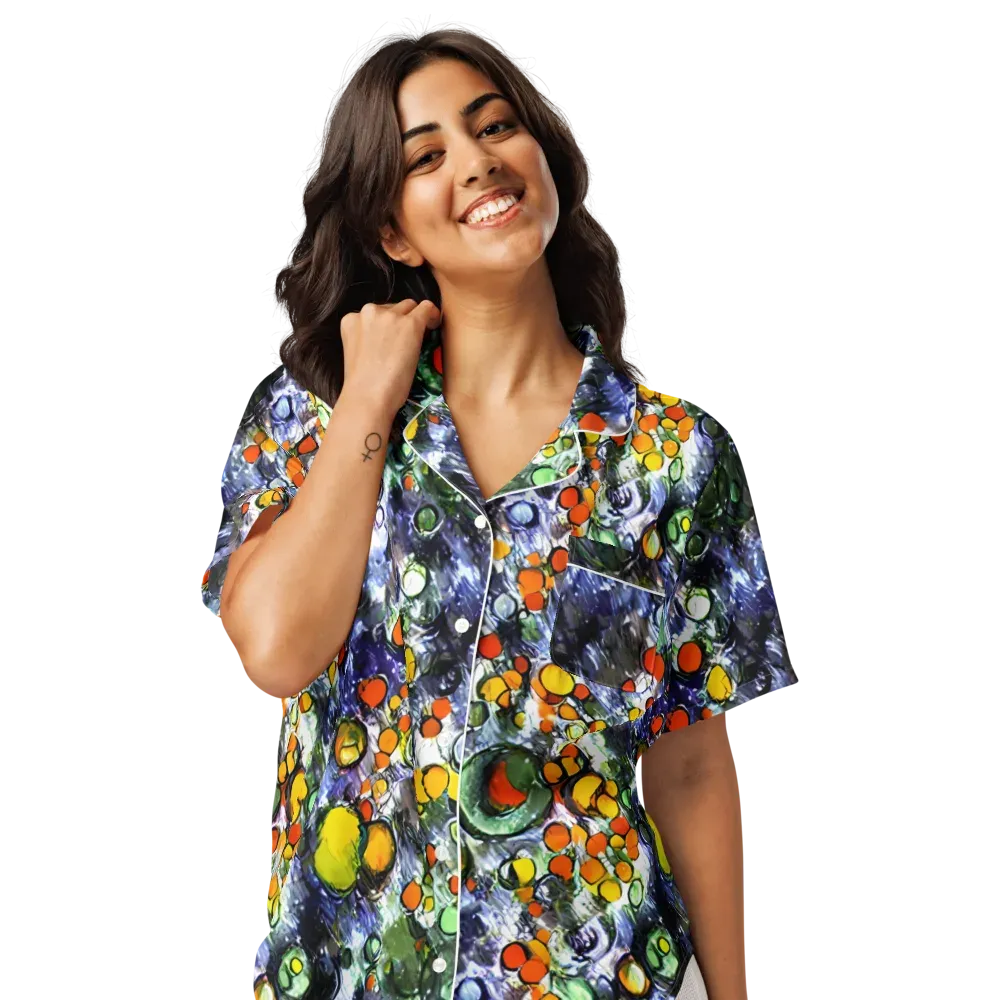 Neon Still Life on Women's Short Sleeve Pajama Top — Front