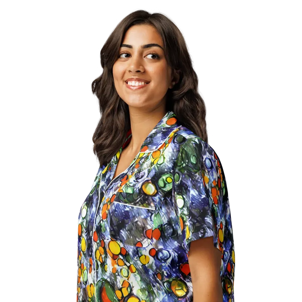 Neon Still Life on Women's Short Sleeve Pajama Top — Left Front