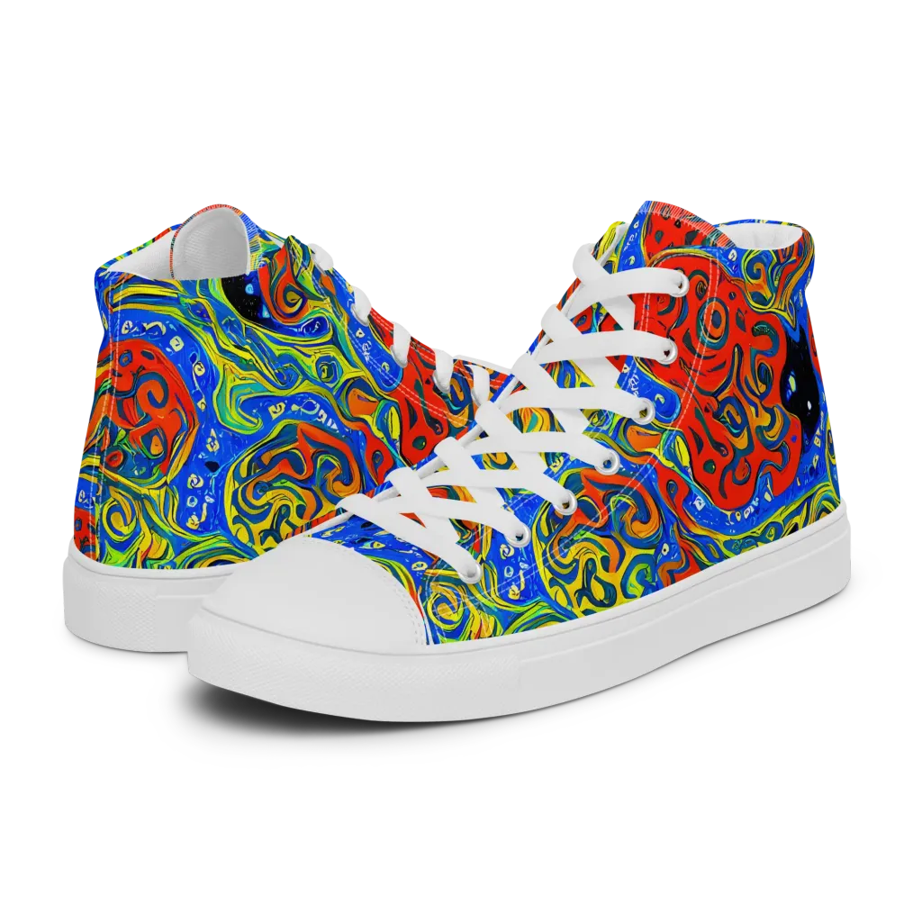Psychic Sea on Men's High Top Canvas Shoes — Left
