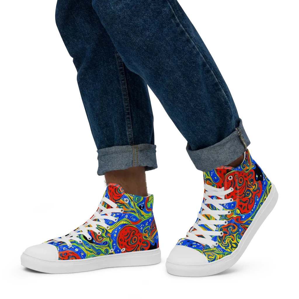 Psychic Sea on Men's High Top Canvas Shoes — Left