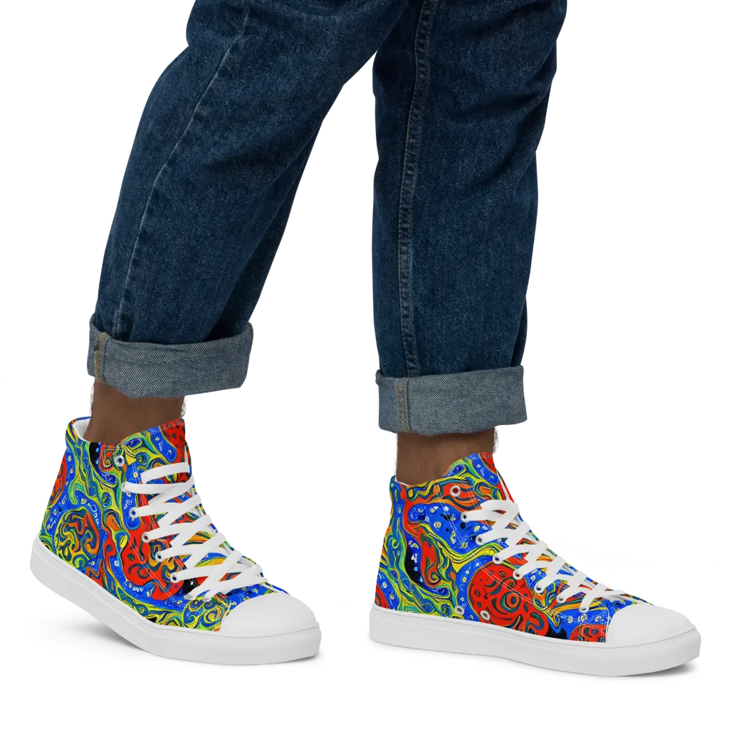 Psychic Sea on Men's High Top Canvas Shoes — Right