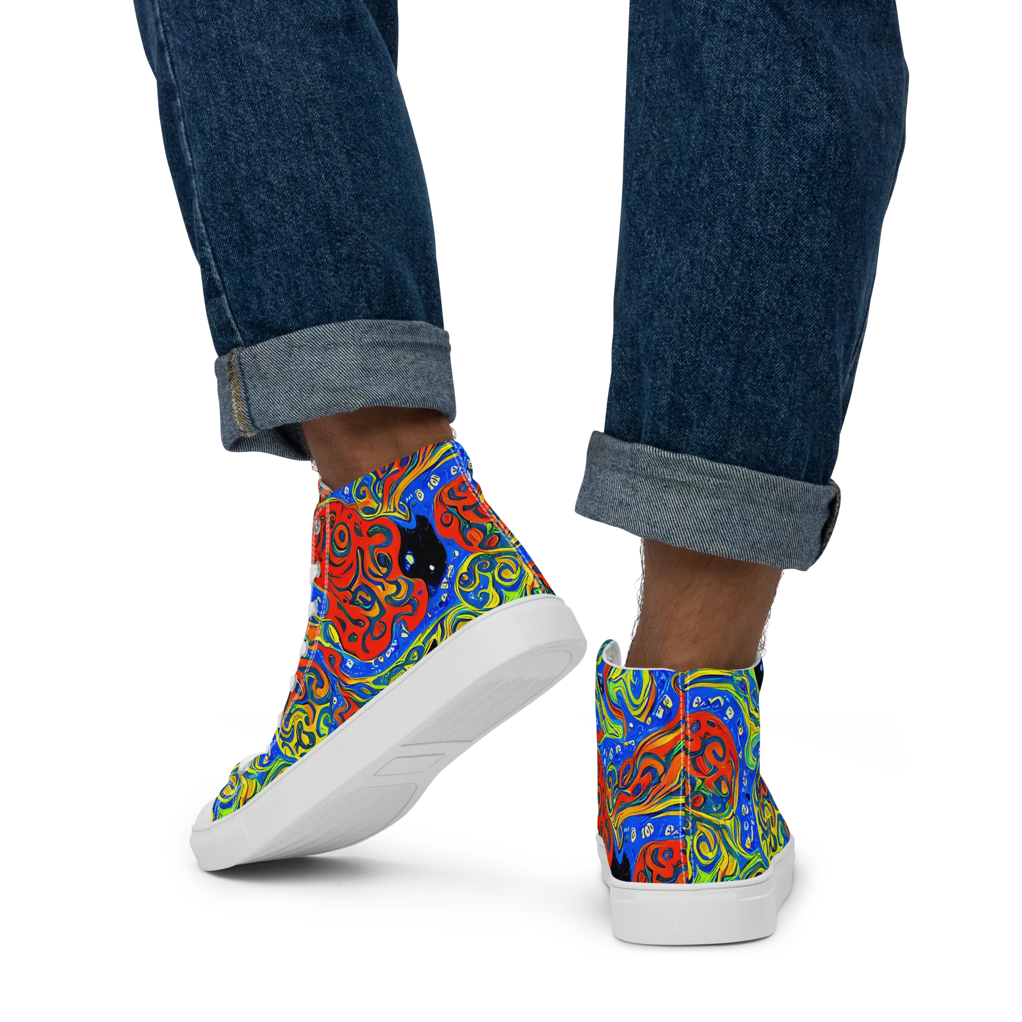 Psychic Sea on Men's High Top Canvas Shoes — Back