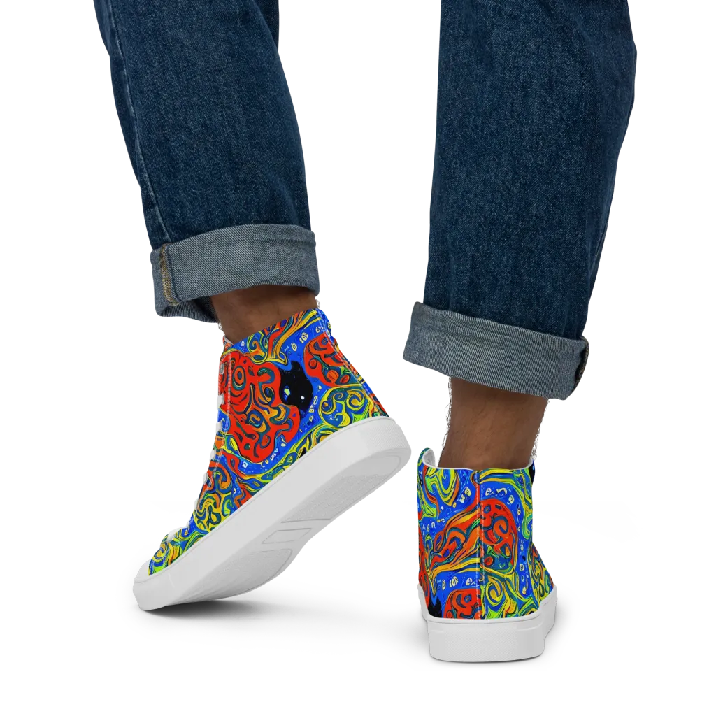 Psychic Sea on Men's High Top Canvas Shoes — Back