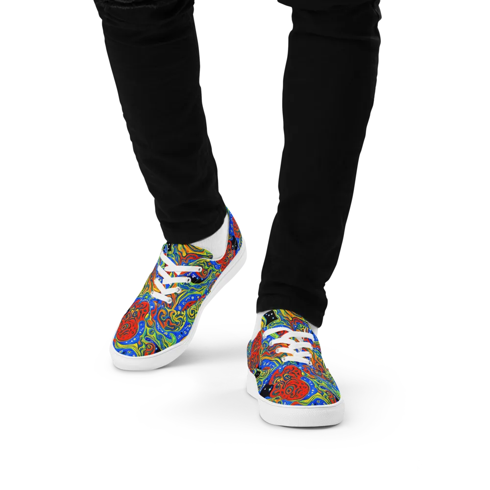 Psychic Sea on Men's Lace-Up Canvas Shoes — Front