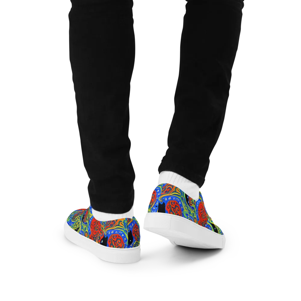 Psychic Sea on Men's Lace-Up Canvas Shoes — Back