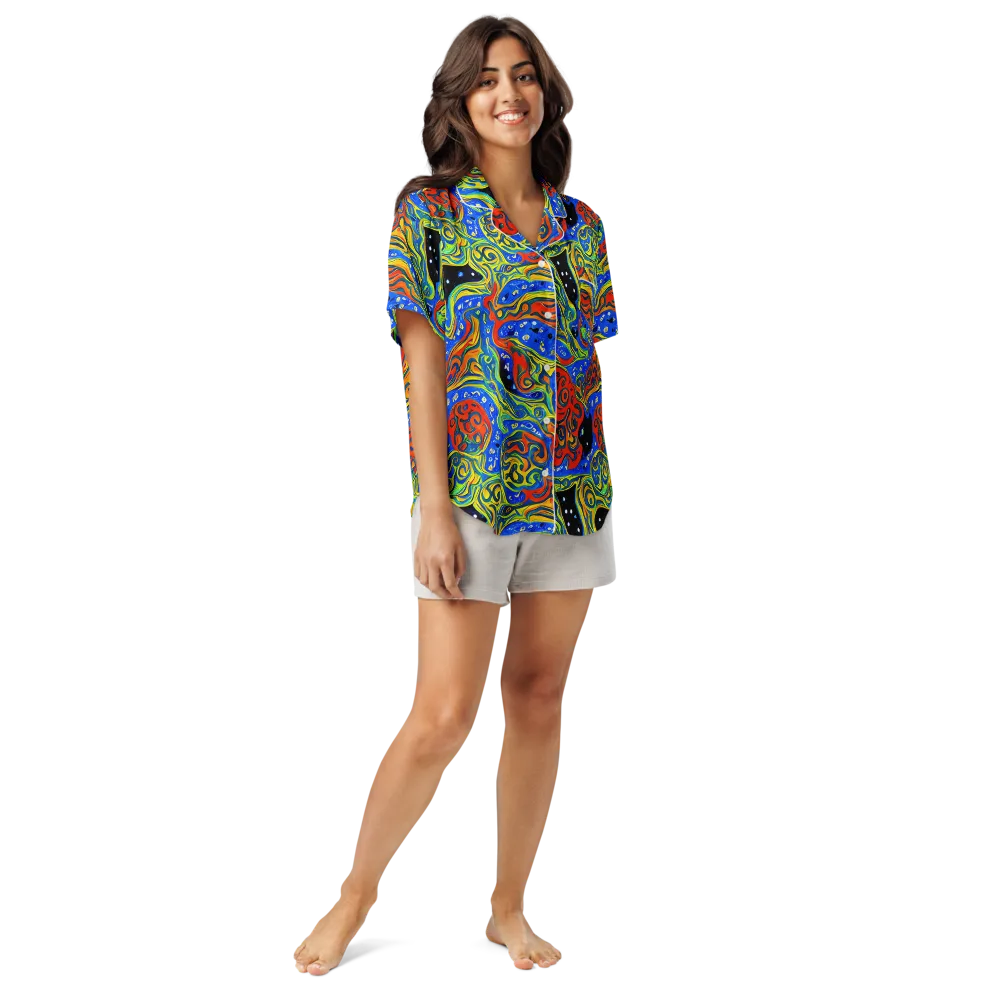 Psychic Sea on Women's Short Sleeve Pajama Top — Front