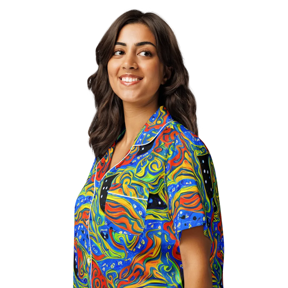 Psychic Sea on Women's Short Sleeve Pajama Top — Left Front